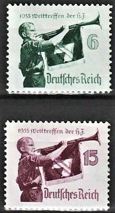FRIMÆRKER TYSK RIGE: 1935 | AFA 579,580 | Hitlerungdomsforbundet. - 6 + 15 pf. - Postfrisk